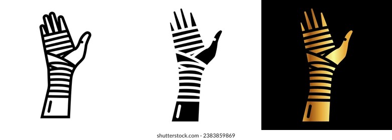 Das Bandage-Symbol steht für Erste Hilfe, Heilung und Pflege in Verletzungszeiten. Es symbolisiert die Schutzschicht, die Wunden schützt, Infektionen verhindert und die Erholung fördert.