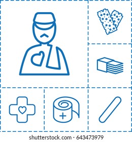 Bandage icon. set of 6 bandage outline icons such as bandage