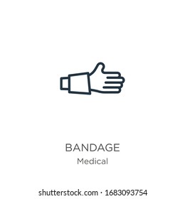 Icono de la banda. Icono de contorno de venda lineal delgado aislado en fondo blanco de la colección médica. Signo vectorial de línea, símbolo para web y móvil