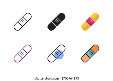 bandage icon vector with six different style design. isolated on white background