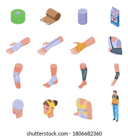 Bandage icons set. Isometric set of bandage vector icons for web design isolated on white background