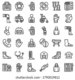 Bandage icons set. Outline set of bandage vector icons for web design isolated on white background