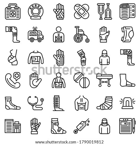 Bandage icons set. Outline set of bandage vector icons for web design isolated on white background