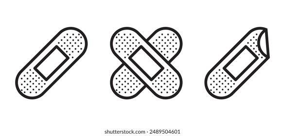 bandage line icon set, Medical plaster vector icons. Plaster icon set. Adhesive bandage icons, Part of a big icon set family. Perfect for web and app interfaces,