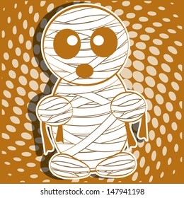 bandage mummy and scaring with white dots, orange background