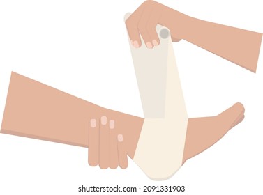 Bandage on foot vector illustration of podologie and podiatry