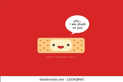  A bandage on red background. Valentine's pun illustration