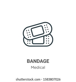 Bandage outline vector icon. Thin line black bandage icon, flat vector simple element illustration from editable medical concept isolated on white background