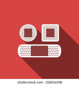 Bandage plaster flat icon with long shadow. Vector Illustration
