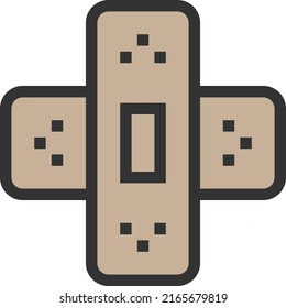 Bandage Plaster  Flat Line Icon Pictogram Symbol