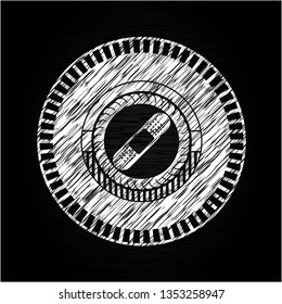 bandage plaster icon drawn chalk emblem, retro style, chalk or chalkboard texture