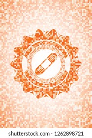 bandage plaster icon inside abstract orange mosaic emblem