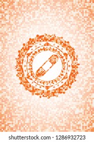 bandage plaster icon inside abstract orange mosaic emblem with background