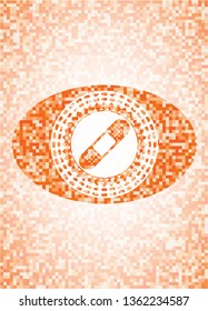 bandage plaster icon inside abstract emblem, orange mosaic background
