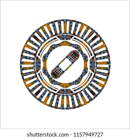 bandage plaster icon inside arabesque badge. arabic decoration.