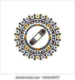 bandage plaster icon inside arabesque style badge. arabic decoration.