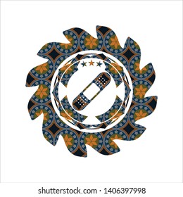 bandage plaster icon inside arabesque emblem. arabic decoration.