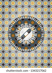 bandage plaster icon inside arabic emblem. Arabesque decoration.