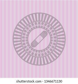 bandage plaster icon inside badge with pink background