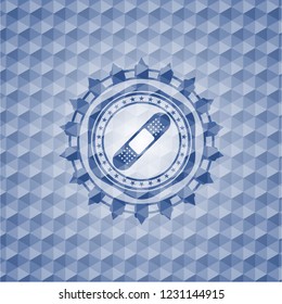 bandage plaster icon inside blue polygonal emblem.