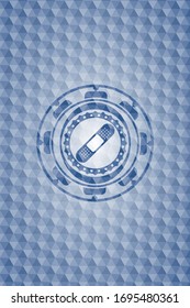 bandage plaster icon inside blue hexagon badge.