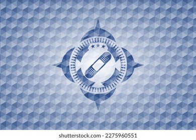 bandage plaster icon inside blue polygonal emblem. 
