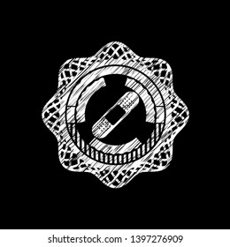 bandage plaster icon inside chalk emblem written on a blackboard