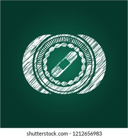 bandage plaster icon inside chalkboard emblem