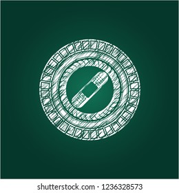 bandage plaster icon inside chalkboard emblem