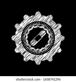 bandage plaster icon inside chalkboard emblem
