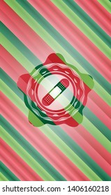 bandage plaster icon inside christmas colors style badge.
