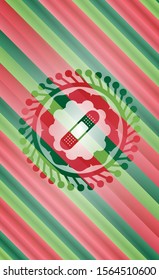 bandage plaster icon inside christmas colors style emblem.