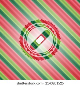 bandage plaster icon inside christmas style emblem. 