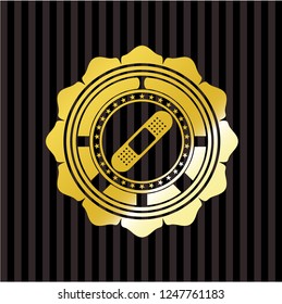 bandage plaster icon inside gold emblem or badge