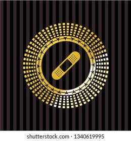 bandage plaster icon inside gold badge or emblem
