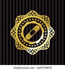bandage plaster icon inside gold emblem