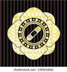 bandage plaster icon inside golden badge or emblem