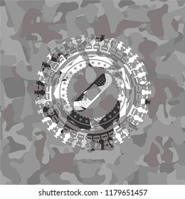 bandage plaster icon inside grey camouflage texture