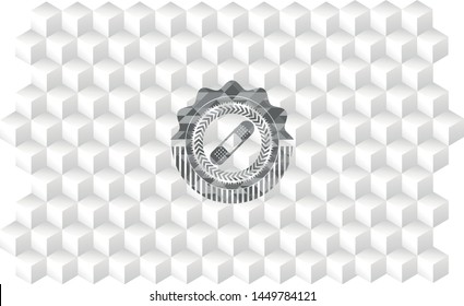bandage plaster icon inside grey emblem. Vintage with geometric cube white background