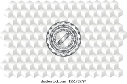 bandage plaster icon inside grey emblem with cube white background