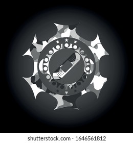 bandage plaster icon inside grey camouflage emblem