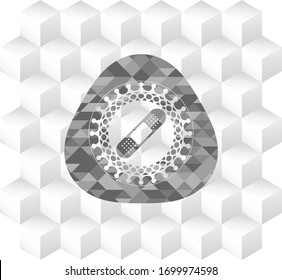 Bandage-Gips-Symbol auf grauem Hintergrund mit geometrischem, weißem Hintergrund