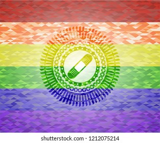 bandage plaster icon inside lgbt colors emblem 