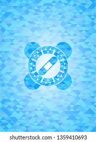 bandage plaster icon inside light blue mosaic emblem