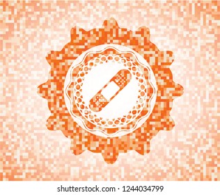 bandage plaster icon inside orange mosaic emblem