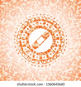 bandage plaster icon inside orange mosaic emblem