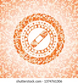 bandage plaster icon inside orange mosaic emblem