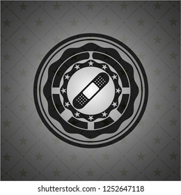 bandage plaster icon inside realistic black emblem