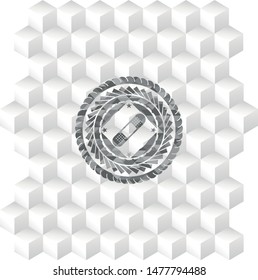 bandage plaster icon inside realistic grey emblem with geometric cube white background