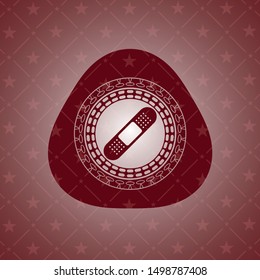 bandage plaster icon inside realistic red emblem